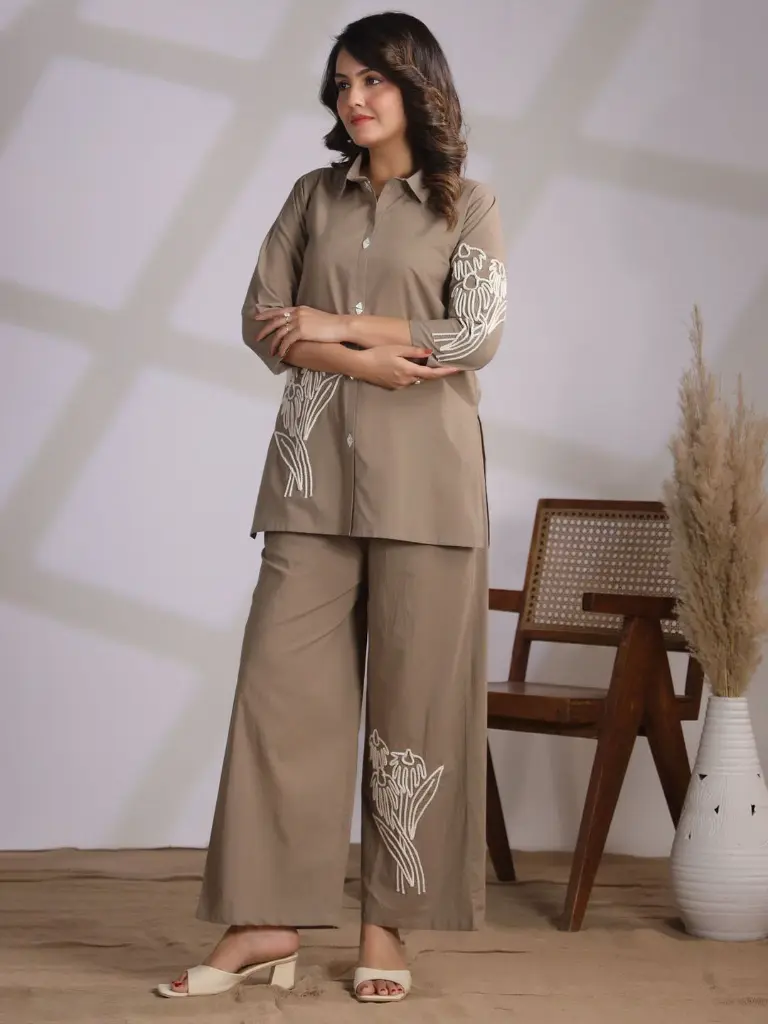 Sandstone Serenity Cotton Embroidered Co-ord_3.webp