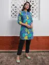 Blue Pure Cotton Floral Printed A-Line Tunic