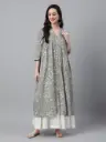 Light Green Pure Cotton Floral Printed Flared Kurta