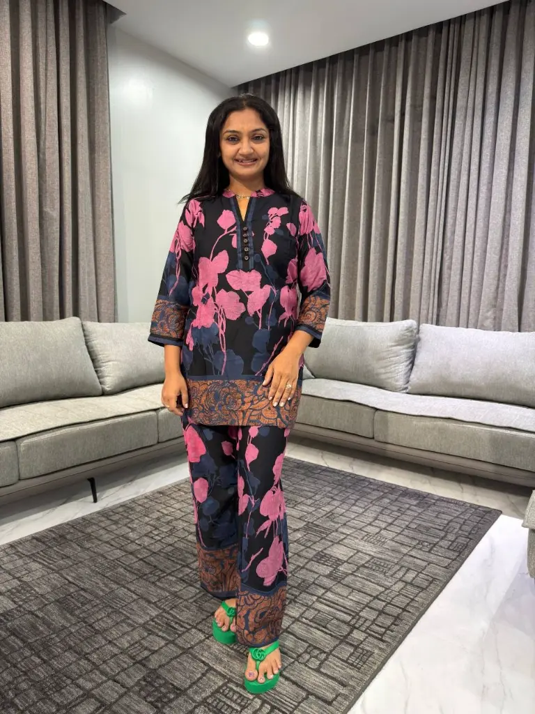 Midnight Bloom Pure Gazi Silk Co-Ord Set