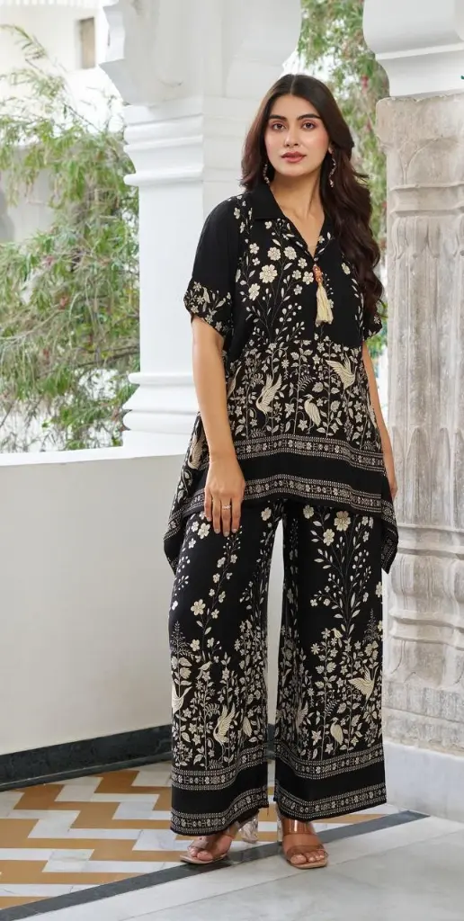 Midnight Bloom Gazzi Silk Co-Ord Set