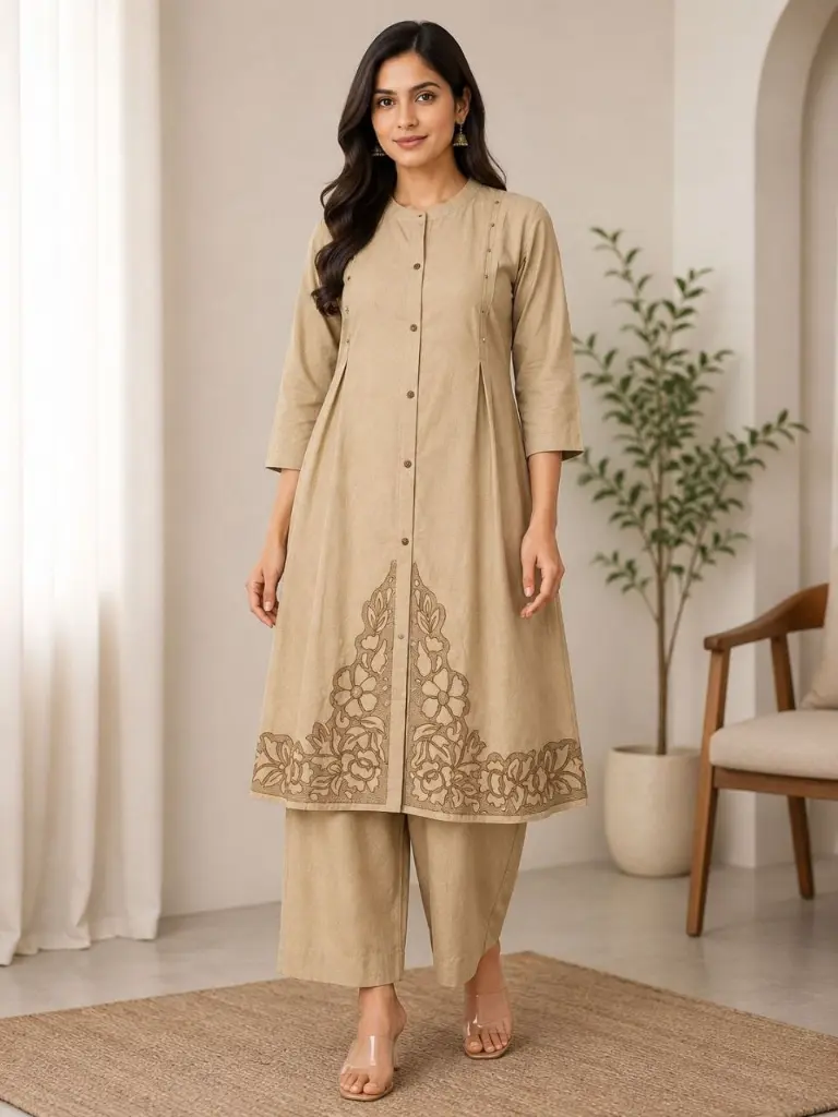Sandstone Elegance Flex Cotton Kurta Set