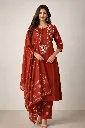 Rust Bandhani Grace Cotton Suit Set