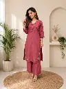 Rosewood Bloom Flex Cotton Kurta Palazzo Set