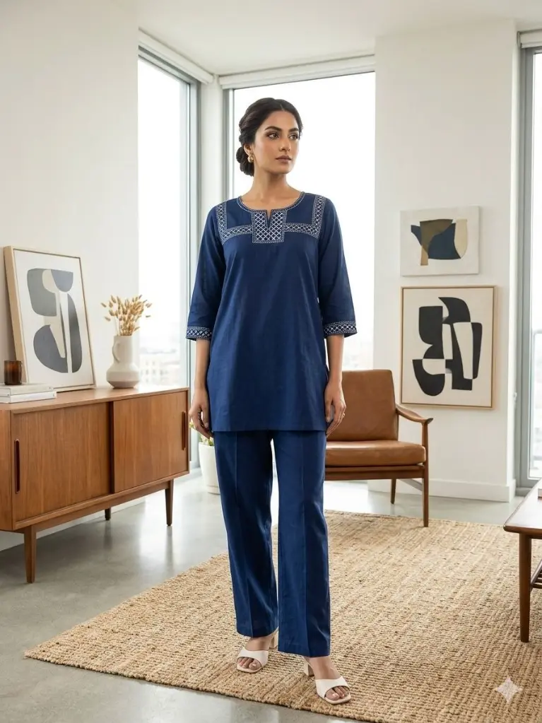 Midnight Elegance Flex Cotton Co-ord Set