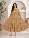 Sandstone Bloom Tiered Cotton Maxi Dress