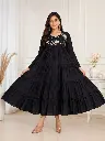 Midnight Bloom Tiered Cotton Maxi Dress