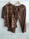 Chocolate Blossom Embroidered Cotton Coord Set