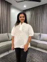 Ivory Breeze Sunburst Embroidered Linen Top