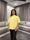 Lemon Mist Sunburst Embroidered Linen Top