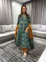 Teal Mustard Ikat Cotton Suit Set
