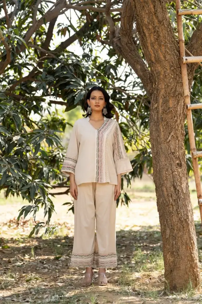 Ivory Heritage Mull Cotton Co-Ord Set