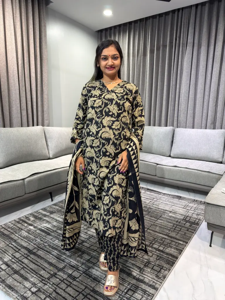Midnight Paisley Pure Cotton Suit Set