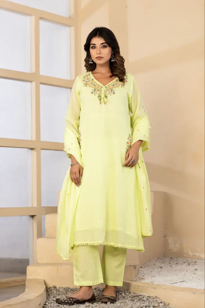Lime Blossom Premium Mull Cotton Suit Set