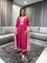 Fuchsia Bloom Mull Cotton 3-Piece Suit Set