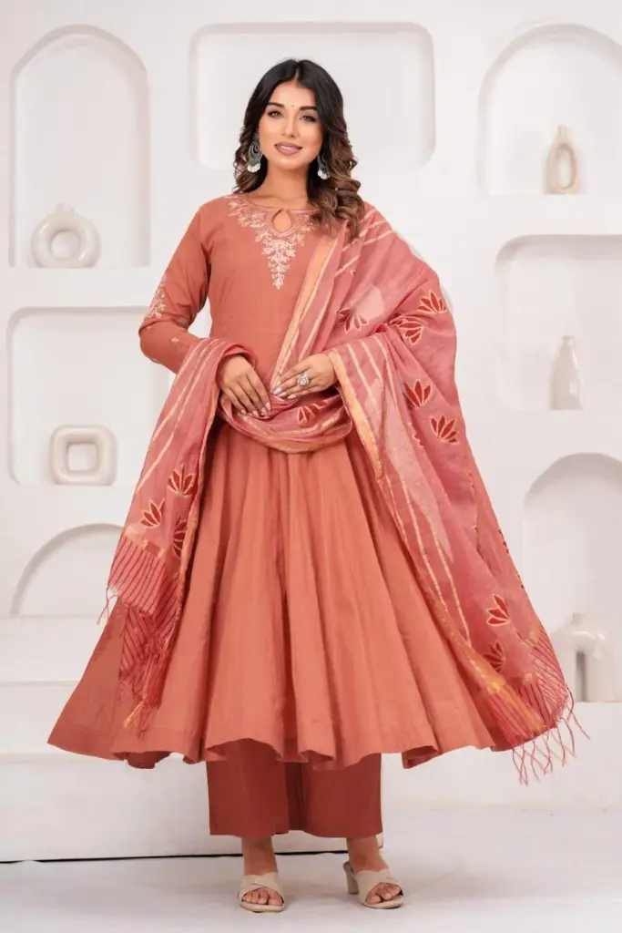 Peach Bloom Mull Cotton Suit Set
