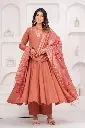 Peach Bloom Mull Cotton Suit Set