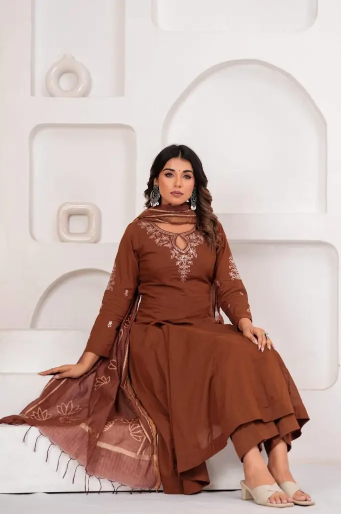 Cocoa Charm Mull Cotton Suit Set