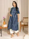 Indigo Pure Cotton Geometric Printed A-line Maternity Kurta