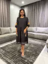 Midnight Bloom Embroidered Cotton Dress