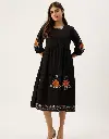 Midnight Bloom Embroidered Cotton Dress