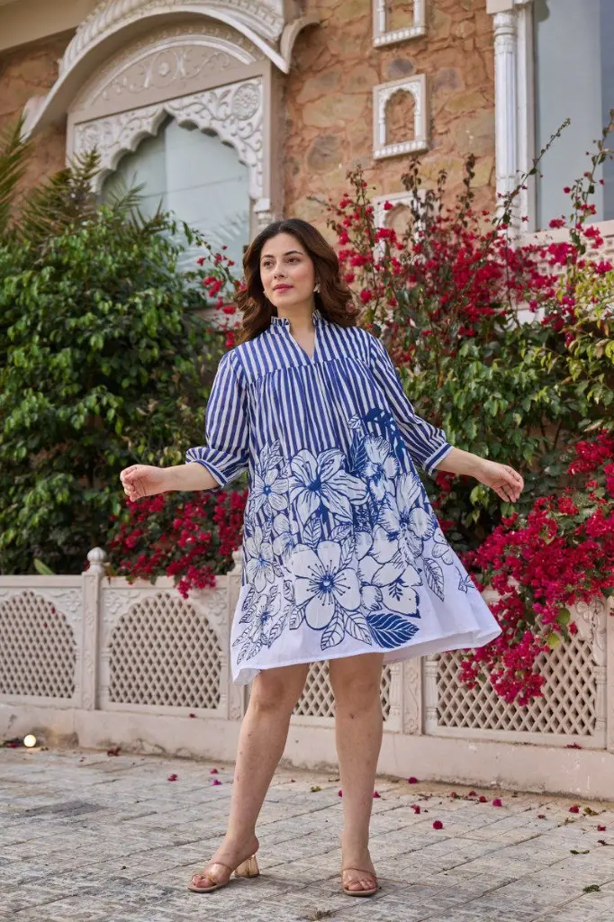 Blue Blossom Cotton Tunic