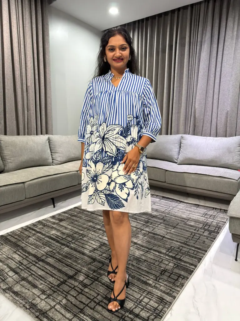 Blue Blossom Cotton Tunic