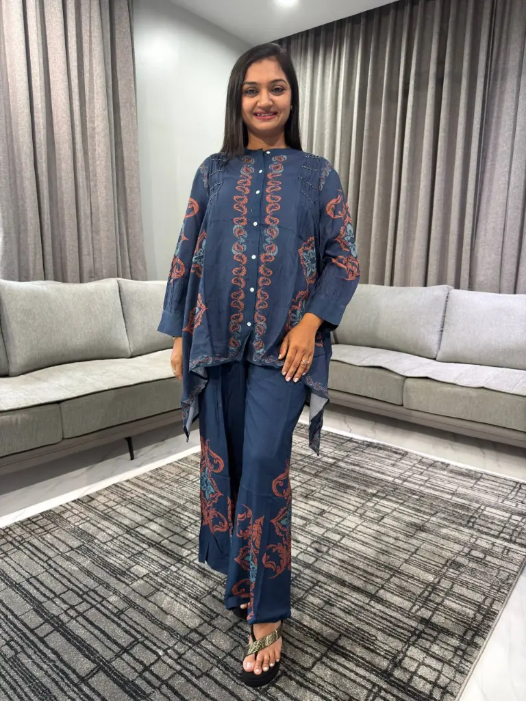 Midnight Mosaic Viscose Santoon Co-Ord Set