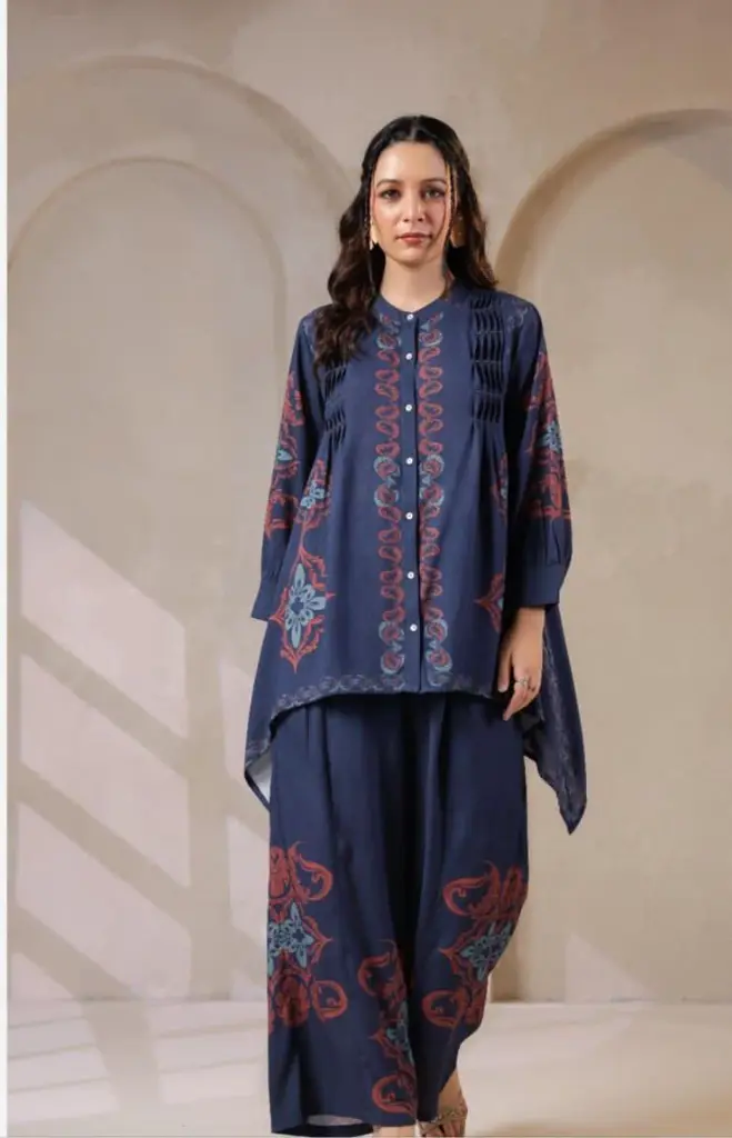 Midnight Mosaic Viscose Santoon Co-Ord Set