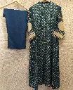 Teal Chevron Muslin Kurta Set