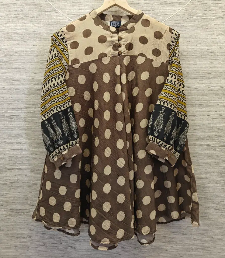 Mocha Polka Muslin Tunic
