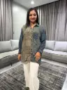 Teal & Indigo Ajrakh Natural Crepe Shirt