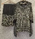 Charcoal & Olive Ajrakh Natural Crepe Coord Set