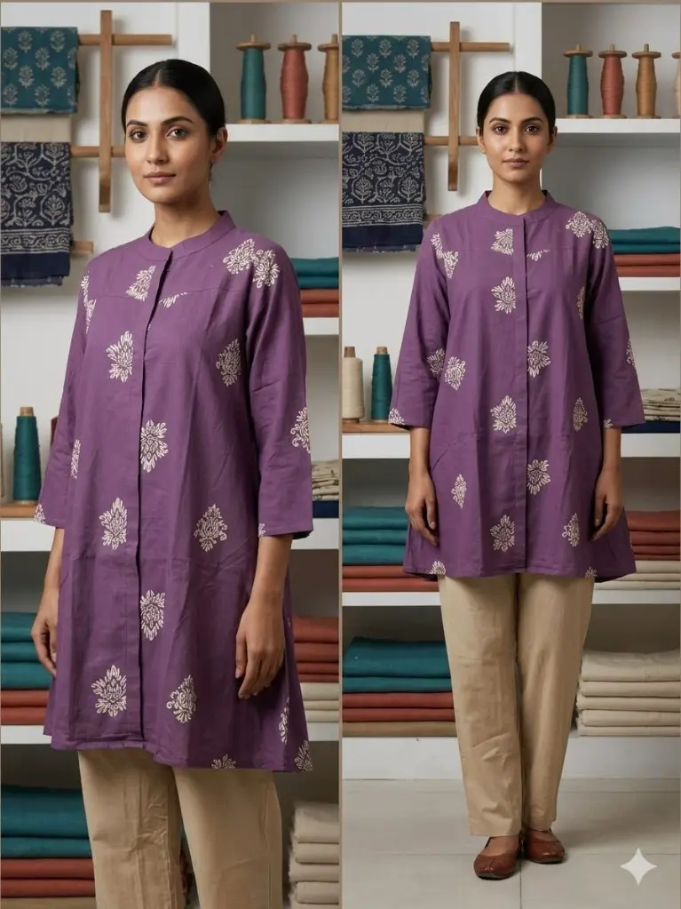 Lavender Bloom Cotton Tunic