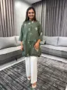 Olive Bloom Printed Cotton Tunic