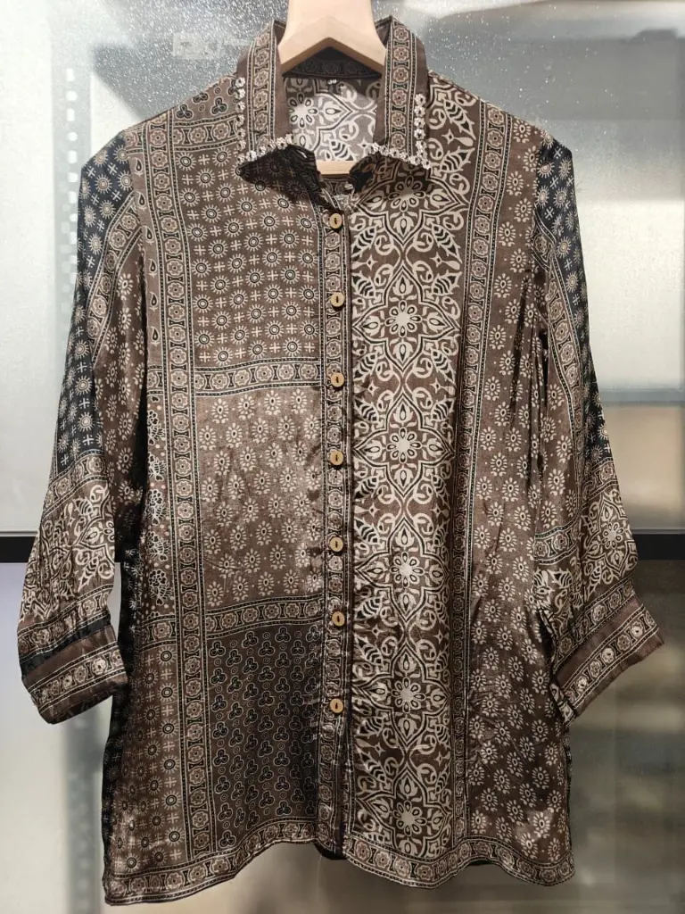 Mocha Heritage Natural Crepe Designer Shirt