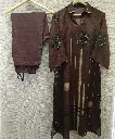 Cocoa Abstract Viscose Muslin Kurta Set
