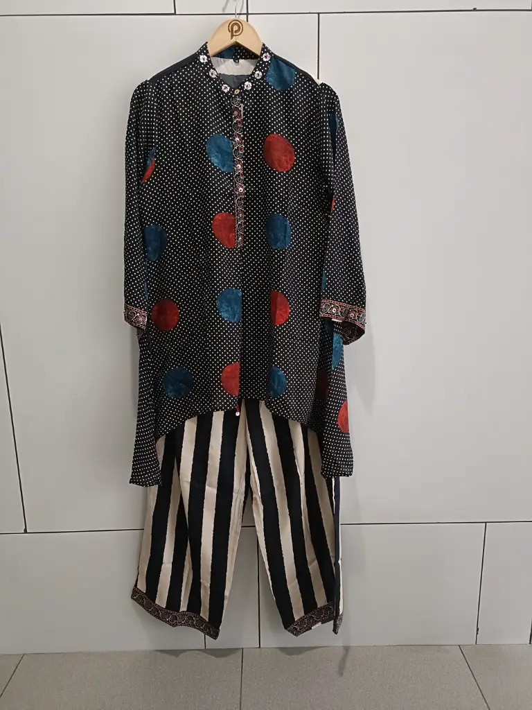 Midnight Polka Muslin Silk Co-Ord Set 