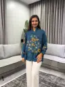 Ocean Bloom Muslin Silk Shirt Top