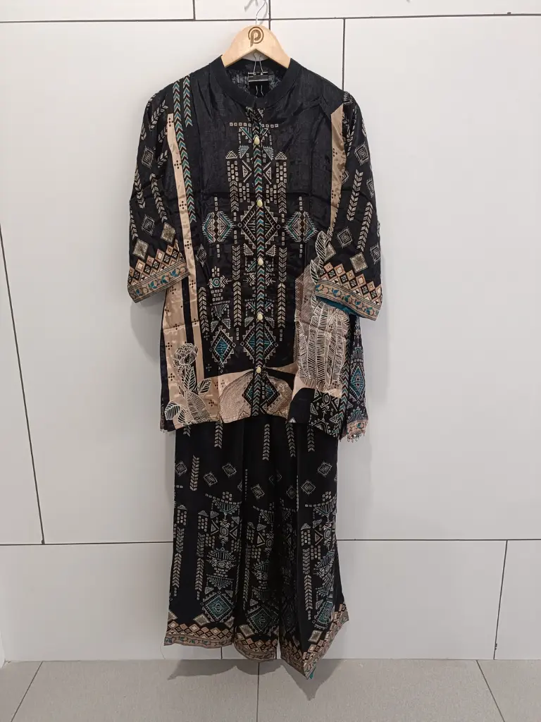 Midnight Tribal Natural Crepe Co-Ord Set