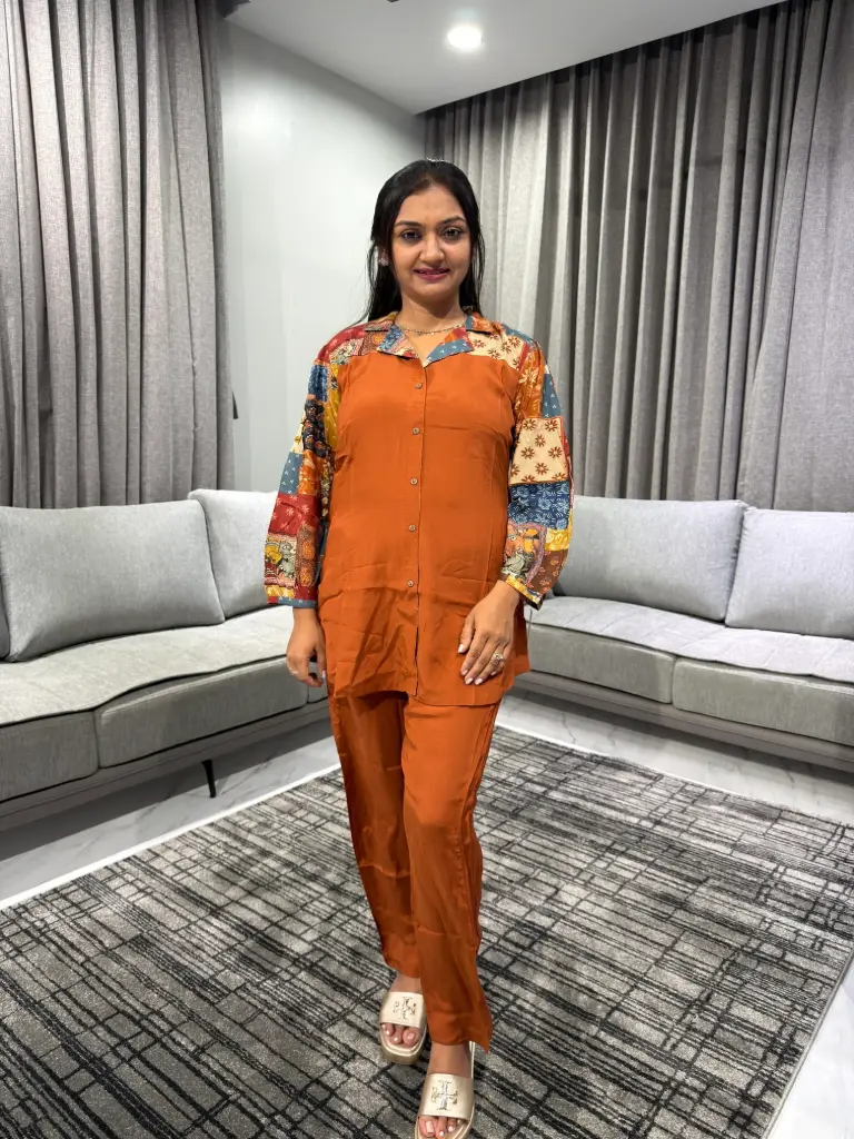 Rust Harmony Printed Viscose Co-Ord Set