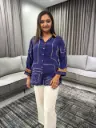 Royal Indigo Natural Crepe Printed Shirt