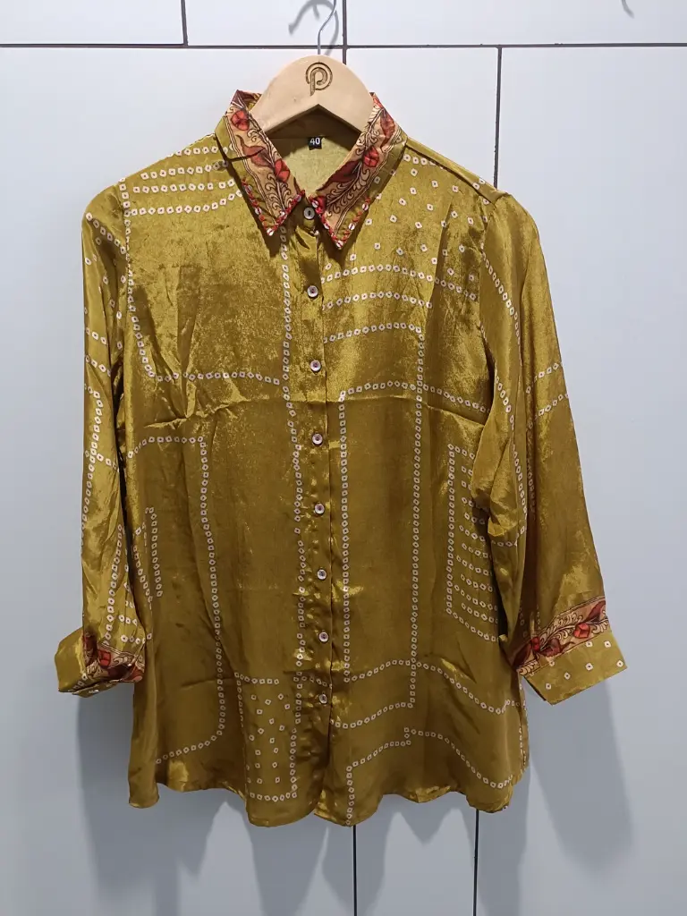 Mustard Gold Natural Crepe Designer Shirt