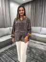 Smoky Taupe Natural Crepe Designer Shirt