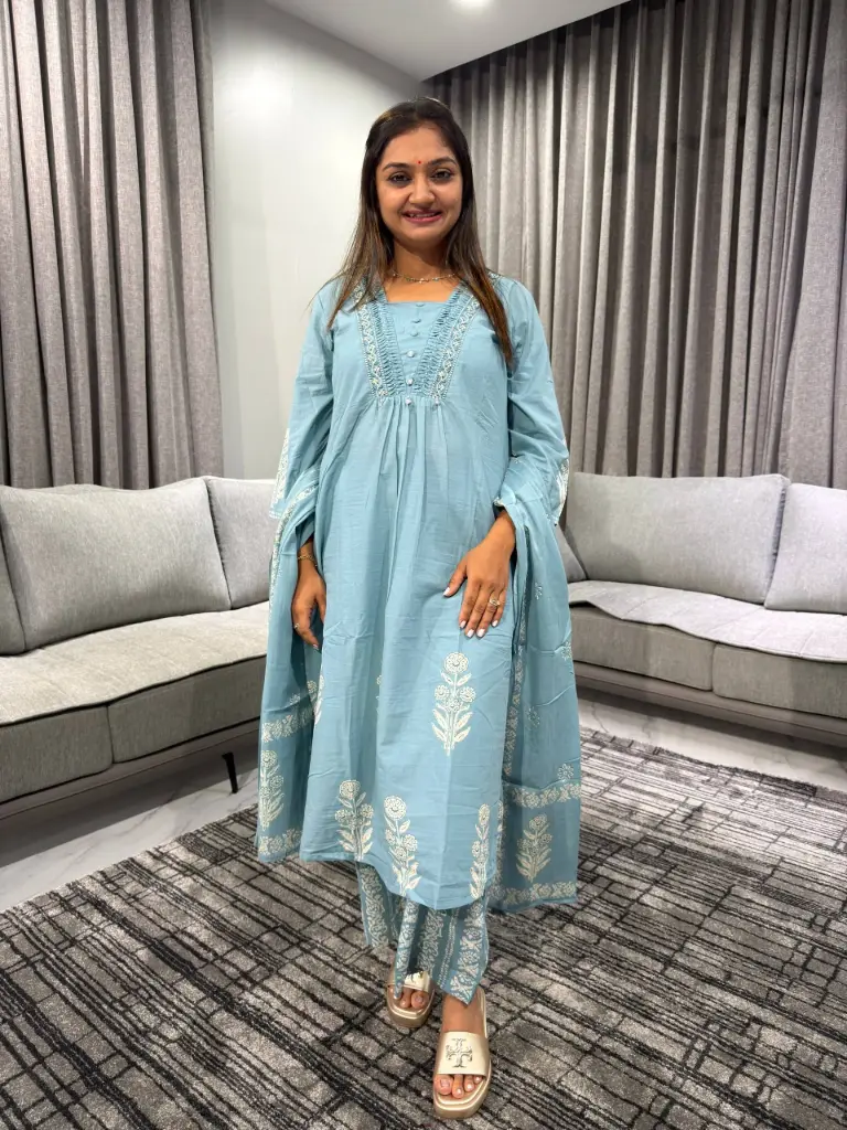 Celeste Embroidered Cotton Kurta Set
