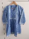 Sky Bloom Embroidered Pure Cotton Tunic