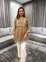 Mocha Grace Pure Cotton Embroidered Tunic