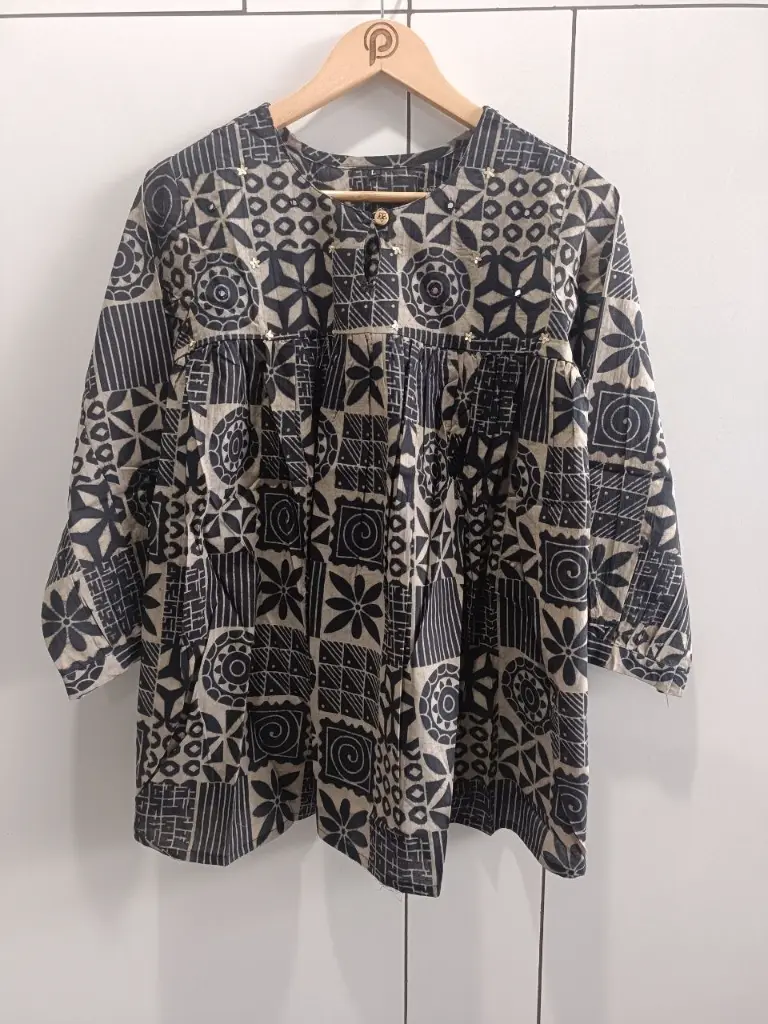 Monochrome Mosaic Pure Cotton Top