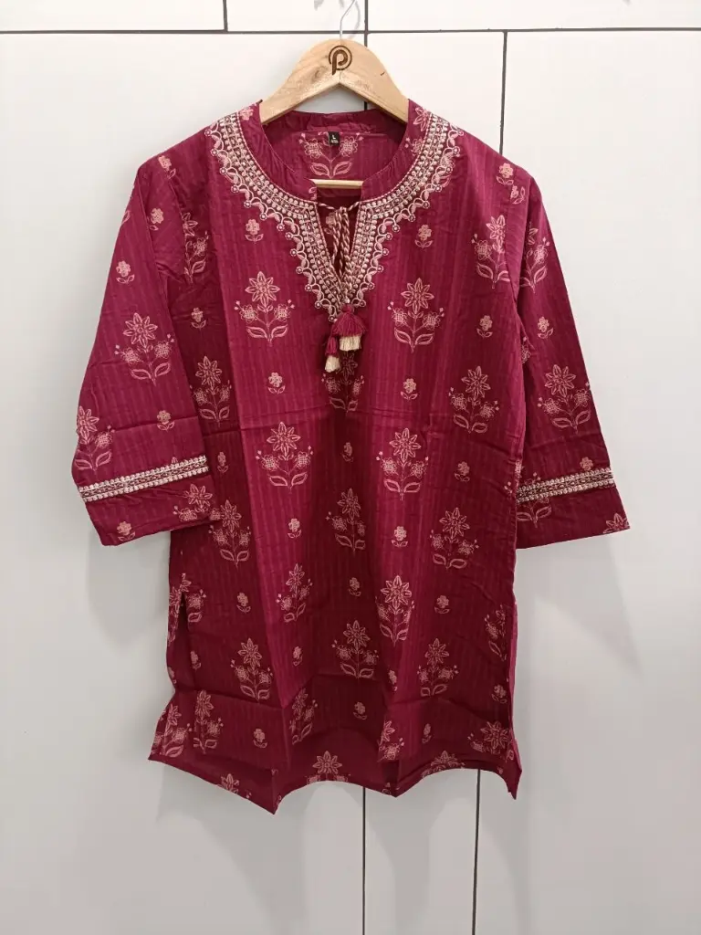 Wine Bloom Pure Cotton Tunic