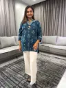 Teal Bloom Pure Cotton Tunic